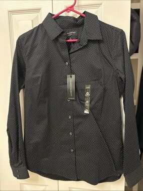 Banana Republic Black Shirt with White Microdots NWT